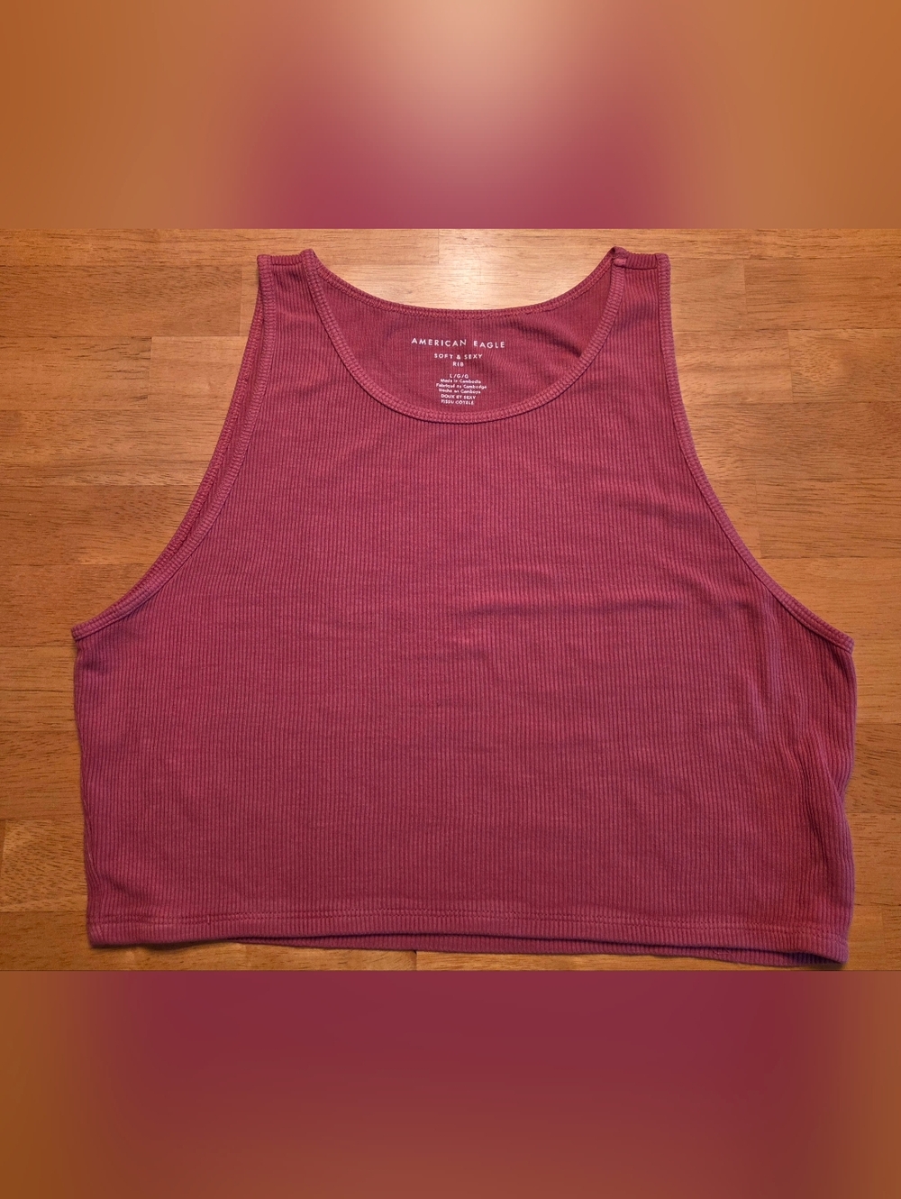 American Eagle Outfitters Ribbed Cropped Tank - Soft Brick Red
